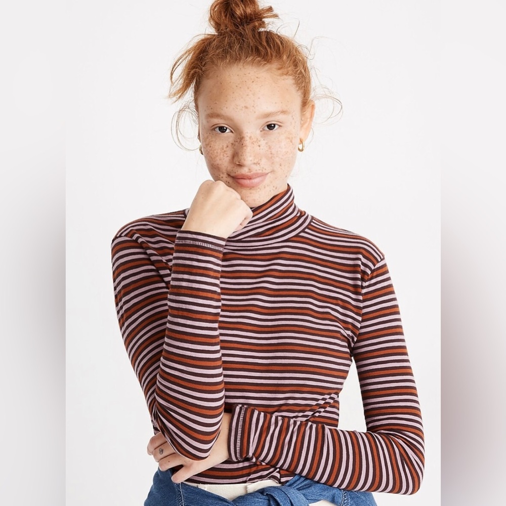 Madewell Whisper Cotton Turtleneck in Walker Stripe